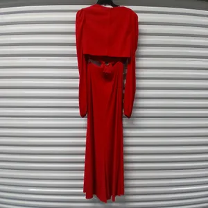 $398 Mac Duggal Ieena Formal Evening Gown Womens 10 Red Maxi Dress Wedding Party thumbnail 5
