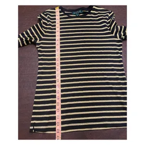 Lauren Ralph Lauren‎ Petite Holiday Long Sleeve Sparkle Gold Black Stripe Top PL thumbnail 5