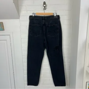American Eagle Black Distressed Denim Mom Jeans Size 10 thumbnail 9