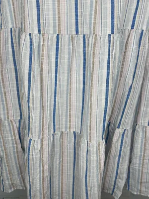 NWOT August Sky Striped Womens Mini Tiered Flutter Sleeve Dress Size Medium thumbnail 4