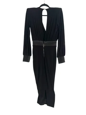 Zhivago Lover Man Long Sleeve Black Midi Dress US 2 thumbnail 4