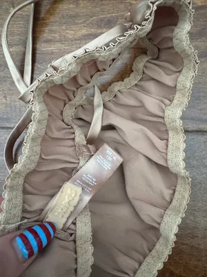 SKIMS Satin Ruched Bralette in Beige thumbnail 3