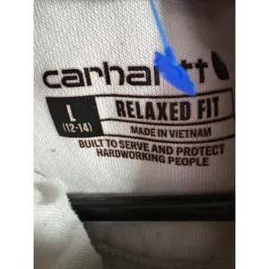 Carhartt Hoodie Women Sz Large Maroon & Cream Relaxed Fit Logo Sleeve Pullover thumbnail 5