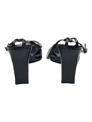 Vintage Luxe: Charles Jourdan  Retro Ankle Strap Heels Sandals  Black Leather thumbnail 5