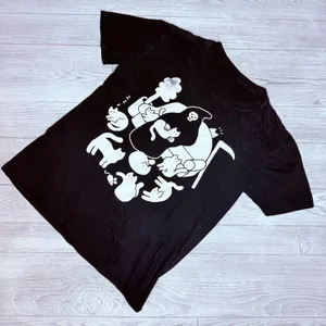 Cat and grim reaper short sleeve cotton t shirt large thumbnail 1