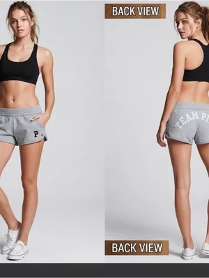 VTG Y2K Victoria's Secret PINK grey "Team Pink" low-rise booty shorts large. thumbnail 2