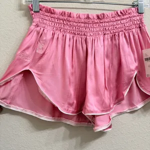 Anthropologie Pink Rose‎ Satin Smocked Waist Shortie Shorts Size XXS NWT thumbnail 4
