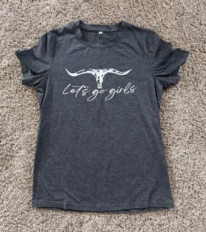 Charcoal Graphic Tee "Let's Go Girls" Gray thumbnail 1