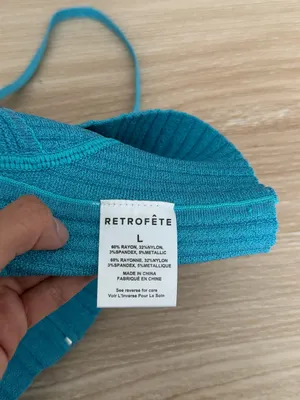 Retrofete Large Gabi Bandage Knit Top Blue Shimmer Rave Nightclub Party Bustier thumbnail 6