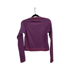 Lululemon Rest Less Cropped Rib Half Zip Sweatshirt Psychic Sonic Pink Medium thumbnail 4