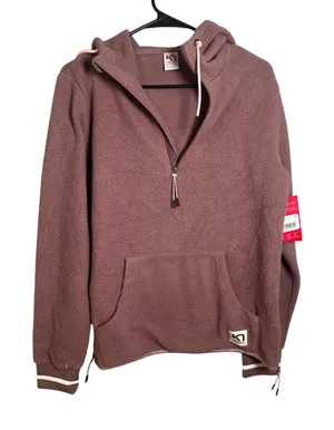 Kari Traa Rothe Hoodie Women Medium Taupe Half Zip Teddy Fleece 622570 NEW‎ thumbnail 1