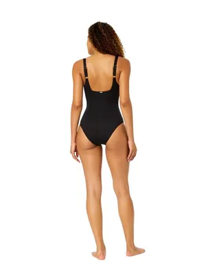 NWT Anne Cole Womens Square-Neck One-Piece Swimsuit 26MO07801 Black 6 thumbnail 3