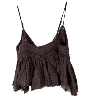 Aeropostale Brown Lace Fairy Flowy Boho Bohemian Ethereal Crop Blouse Size Large thumbnail 2