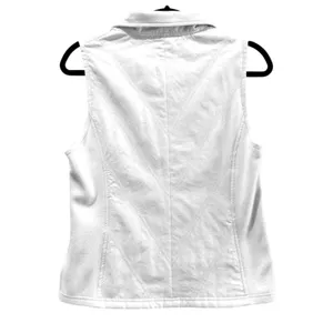 Columbia Womens White Full Zip Fleece‎ Vest Chevron Quilted Small Pockets thumbnail 2