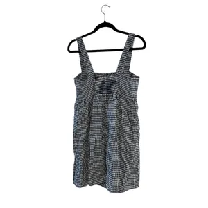 NEW Reformation Noel Gingham Linen Minidress Callah Check Navy White thumbnail 4