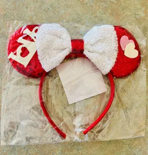 Adorable Red and White LOVE mouse Ears Headband thumbnail 1