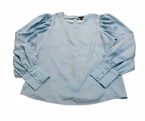 ANN TAYLOR light blue long sleeve blouse thumbnail 1