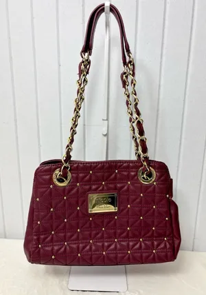 Nicole Miller Quilted Shoulder Bag‎ in Burgundy with Gold Hardware thumbnail 1
