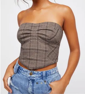Free People Plaid Tube Top thumbnail 1