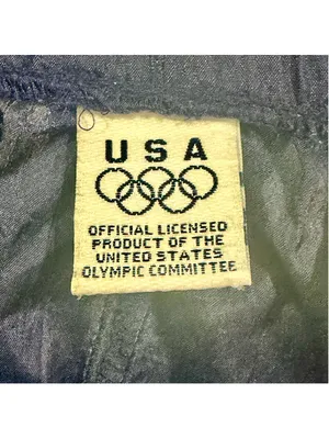 Vintage 90s USA Olympic Track Pants Windbreaker Colorblock Navy Medium thumbnail 2
