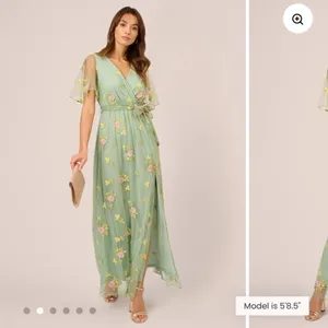 Adrianna‎ Papell Embroidered Maxi Dress Sage Multi Floral Flutter Size M NWT thumbnail 3