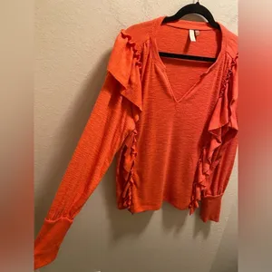 Anthropologie Pilcro Cozy Popover Ruffle Pullover Sweater Size L thumbnail 6