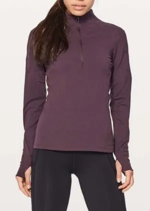 Lululemon Run Toasty‎ Tech Half Zip Pullover Black Cherry Womens 4 thumbnail 1