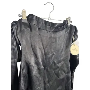 CAMILA COELHO Charlie Black Satin Off Shoulder Mini Dress Size XXS thumbnail 9