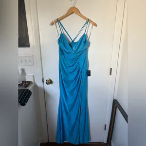 Lulus Attention Seeker Bright Blue Cowl Neck Maxi Dress Size Small NWT Formal thumbnail 3