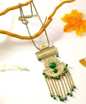 Like NEW Boho Oriental inspired jewelry piece faux jade festive necklace thumbnail 1