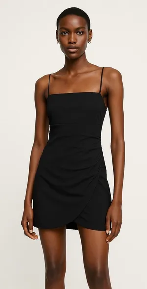 Zara Women's Black Square Neck Strappy Back Camisole Tank Top Mini Dress Size S thumbnail 1