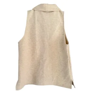 NWT OGL Turtleneck Split Hem Top Heather Beige FuzzLuxe Scuba Fabric Sz Medium thumbnail 3