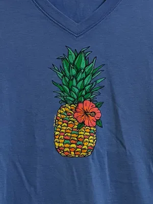 NWT Life Is Good women’s Tropical Pineapple V neck Crusher Tee sz S thumbnail 3