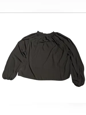 Madewell Long-Sleeve Tie-Neck Top black NY328 Size M NWT thumbnail 6