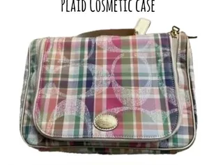 Rare COACH Multicolor Plaid Patent Cosmetic Pouch thumbnail 1