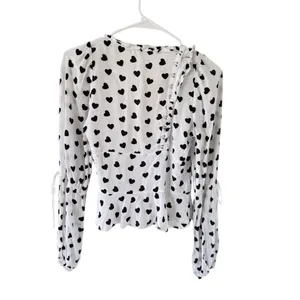 For Love & Lemons Willow Black & White Heart Blouse thumbnail 8