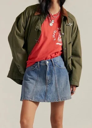 NWT Free People Hometown Denim Mini Skirt in Find Away thumbnail 1
