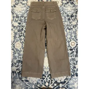 SPANX Twill Cropped Pants Wide Leg Smoke Brown High Rise Medium Pockets Stretch thumbnail 2