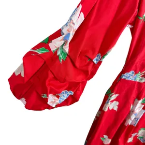Miss Selfridge Red Floral 3/4 Ruffled Sleeve Fit‎ & Flare Mini Dress Size 2 thumbnail 3