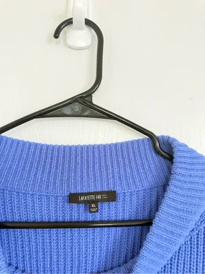 Lafayette 148 Wool & Cashmere Blue Knit Crewneck Sweater thumbnail 3