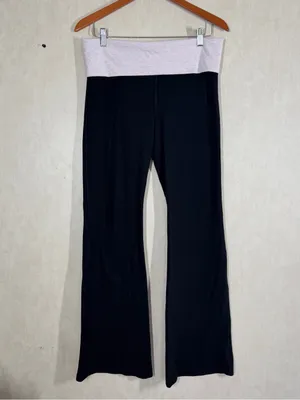 PINK Victoria’s Secret Allday Foldover Flare Leggings Pants in Black Pink L thumbnail 3