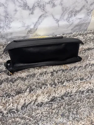 Black Croc-Embossed Handbag with Gold Handle & Crossbody Strap thumbnail 5