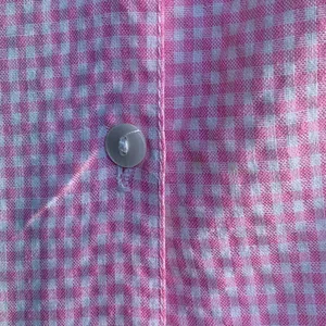 Vintage‎ 80s Embroidered Shirt Pink GinghamTop Plaid Button Up Dalmatian Puppy thumbnail 10