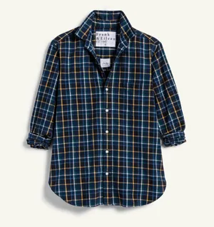 Frank & Eileen Barry Blue Plaid Flannel Long Sleeve Button Down Shirt Size S EUC thumbnail 1