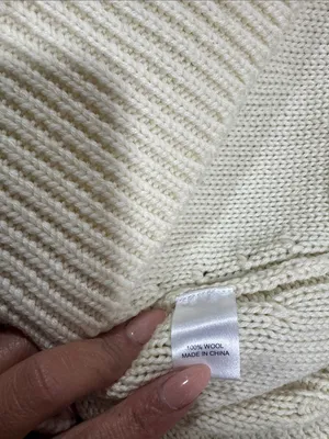 Tuckernuck Ivory Cable-Knit fisherman wool Crew neck Sweater sz L thumbnail 12
