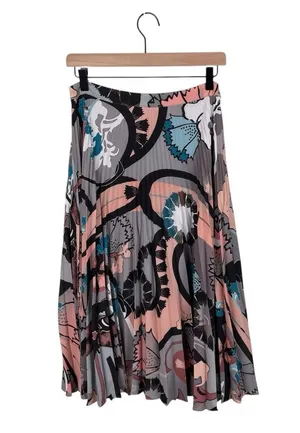 REISS Lolita Montage Accordion Pleated Skirt Women's Size 8 Abstract Print Artsy thumbnail 3