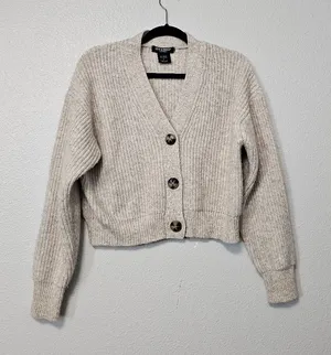 Cozy Thick Cream Ribbed Button thumbnail 1