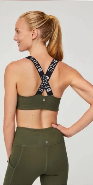 Figs 300 Performance Underscrub Olive Green Logo-Strap Sports Bra XL thumbnail 1