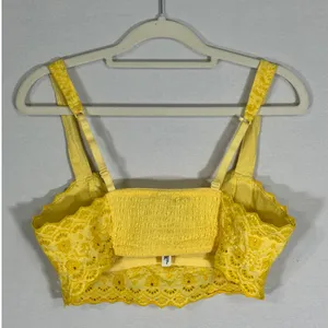 FREE PEOPLE Ezra Embroidered Eyelet Bralette Yellow Women's Size Medium thumbnail 4