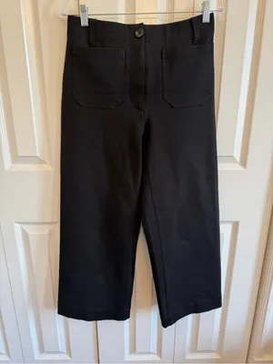 Quince Ultra Stretch Ponte Cropped Wide Leg Pants Black Size 6 thumbnail 2